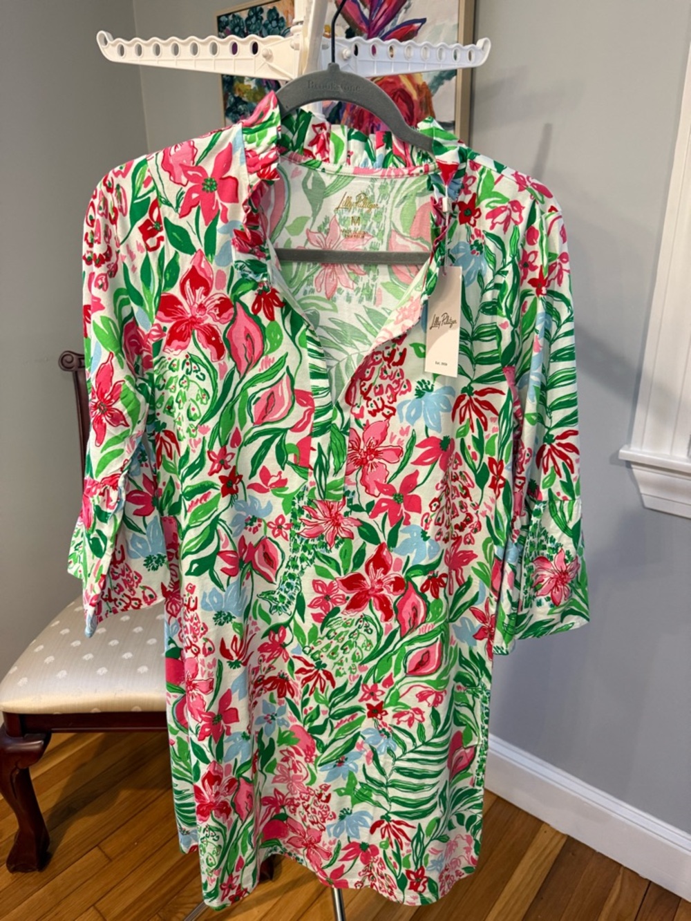 Lilly Pulitzer Floral Tunic Dress in Pink, Green, Blue and White